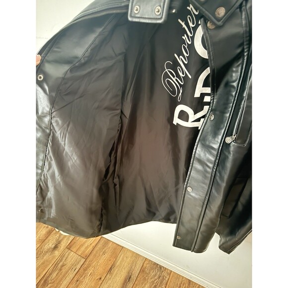 Reporter R. D. G. Men XL Milano luxury Faux Black Leather Zipper Jacket - Picture 7 of 12
